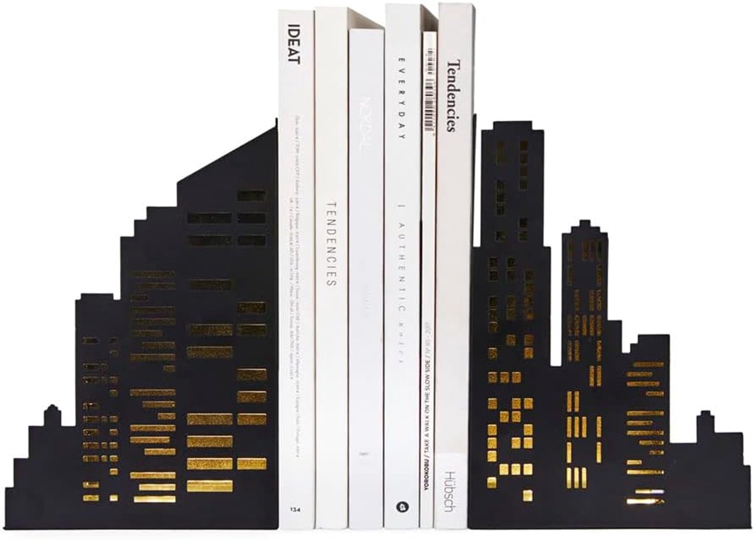 Balvi Boekensteun Skyline Zwart Lichtgevend Metaal