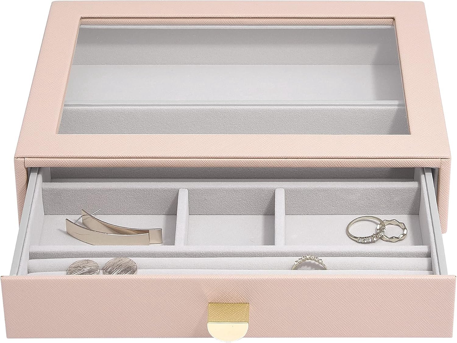 Stackers Blush Sieradenlade met Glazen Deksel - Organiseer uw Collectie