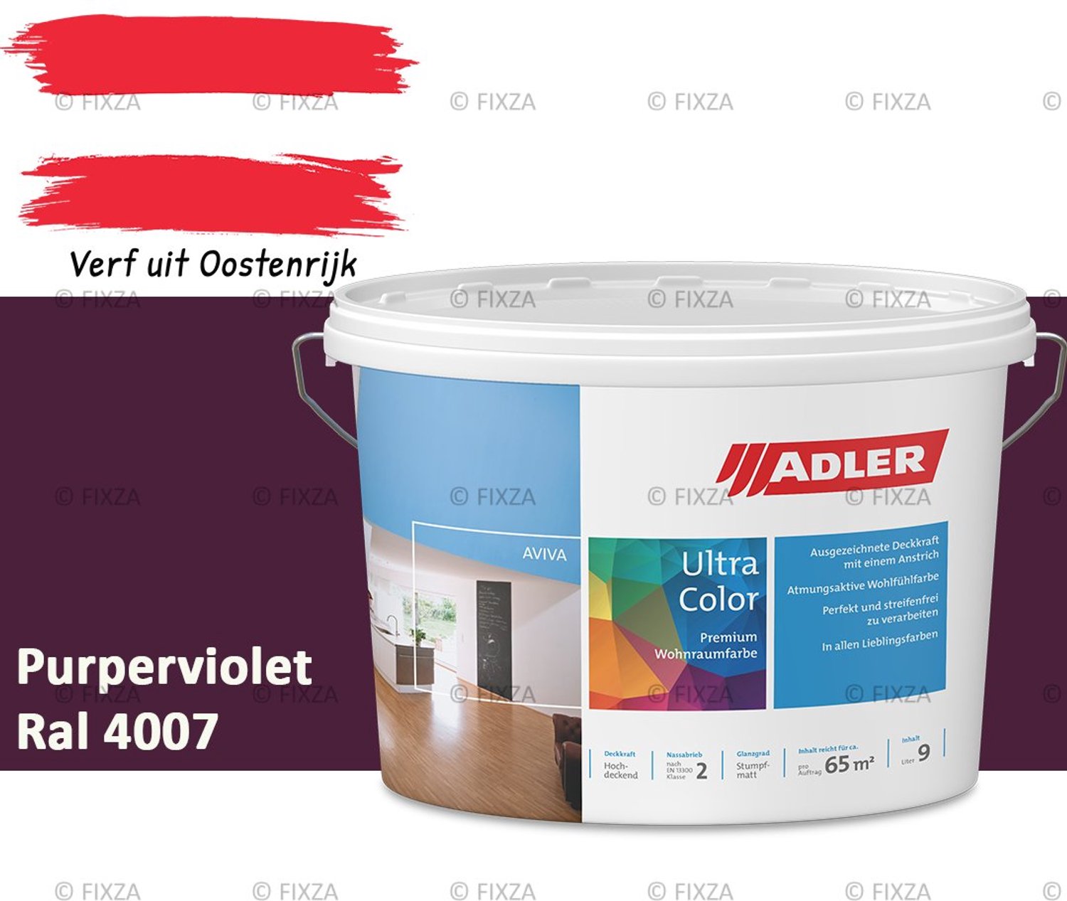 ADLER Aviva Ultra-Color SD Muurverf – Premium Matte Binnenmuurverf met Smart-Dry Technologie – Streeploos & Hoge Dekking – Purperviolet – 1 Liter