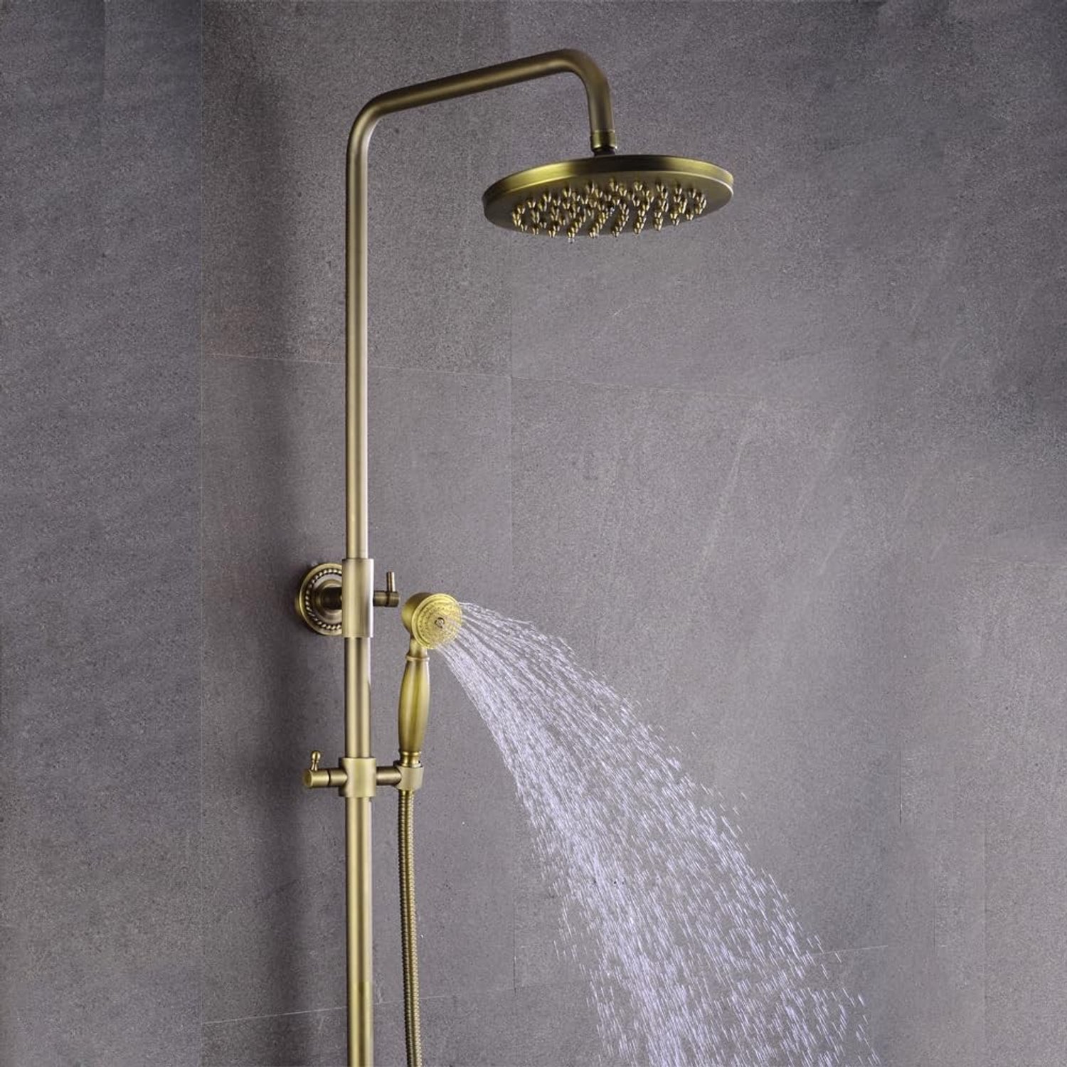 Douche systeem met ronde regendouche - Bruin