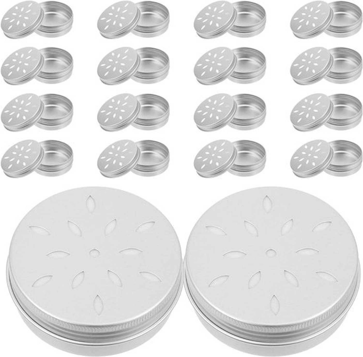 Geurtrainingsdozen voor honden - Geurblikken voor honden - Neuswerktraining - Geperforeerd aluminium - 20 stuks - Zilver