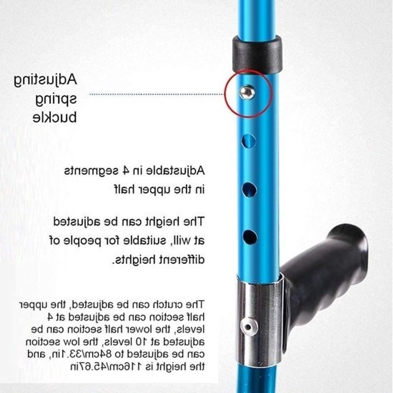 Opvouwbare wandelstok - Verstelbare kruk - Mobiliteitsondersteuning - Open halfronde armleuning - Verstelbaar - Blauw