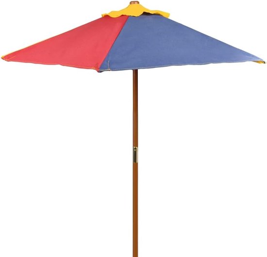 2-in-1 houten picknicktafel met zitbanken en parasol, meerkleurig, voor kinderen, stabiel en kleurrijk design, comfortabele banken aan beide zijden, ideaal voor games en dranken — afbeelding 3