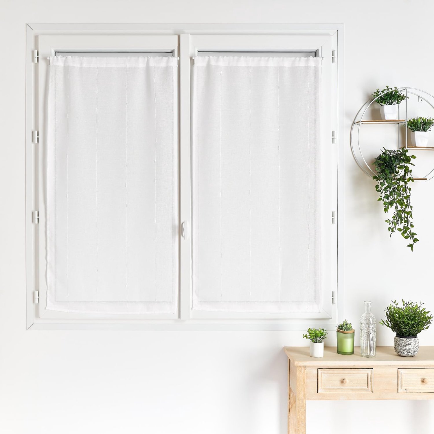 Vlamdraad Raamdecoratie Recht Opaque Wit 60x120 cm - Set van 2