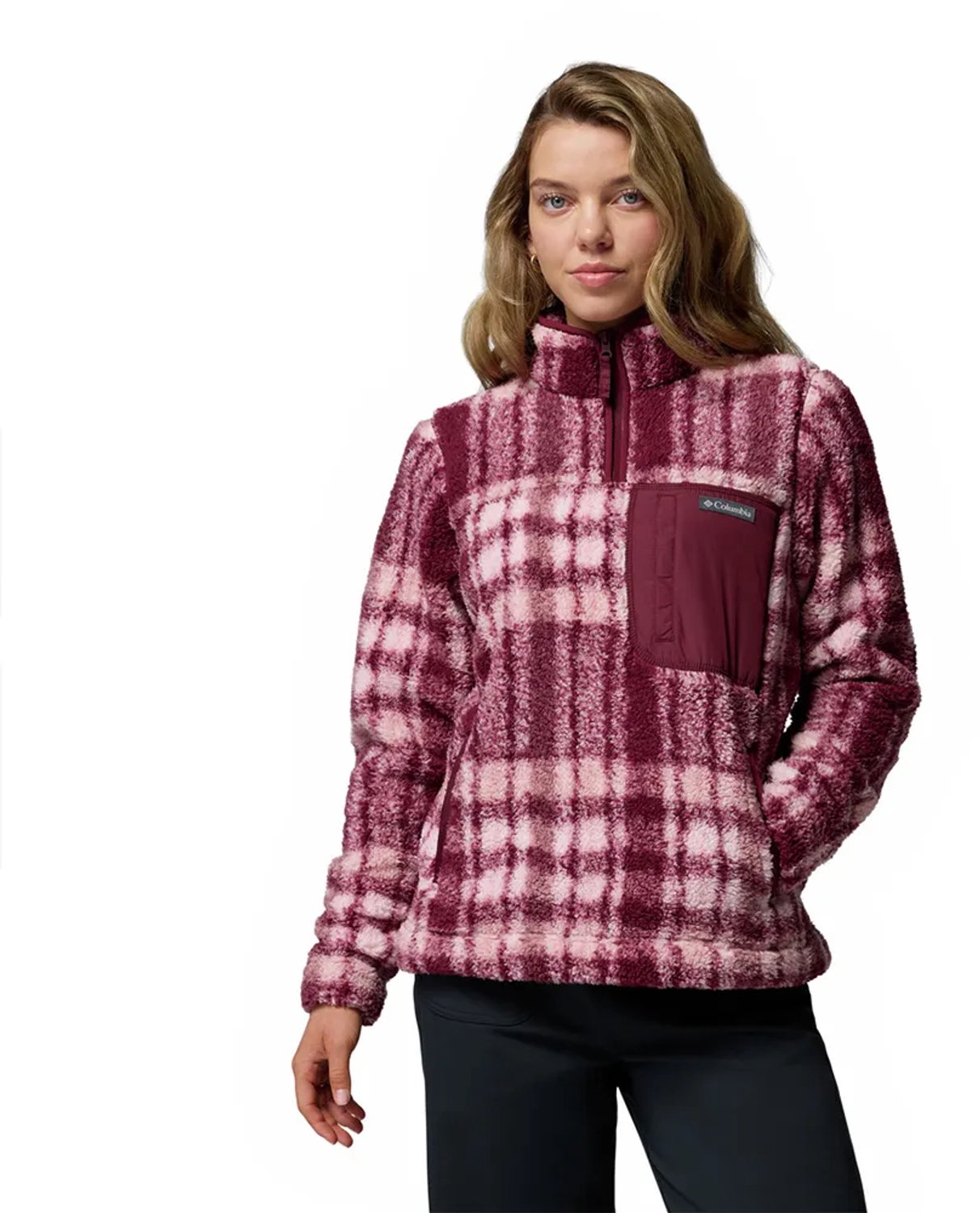 Columbia West Bend™ Ii Fleece Met Halve Rits Vrouw Rich Wine Herringplaid