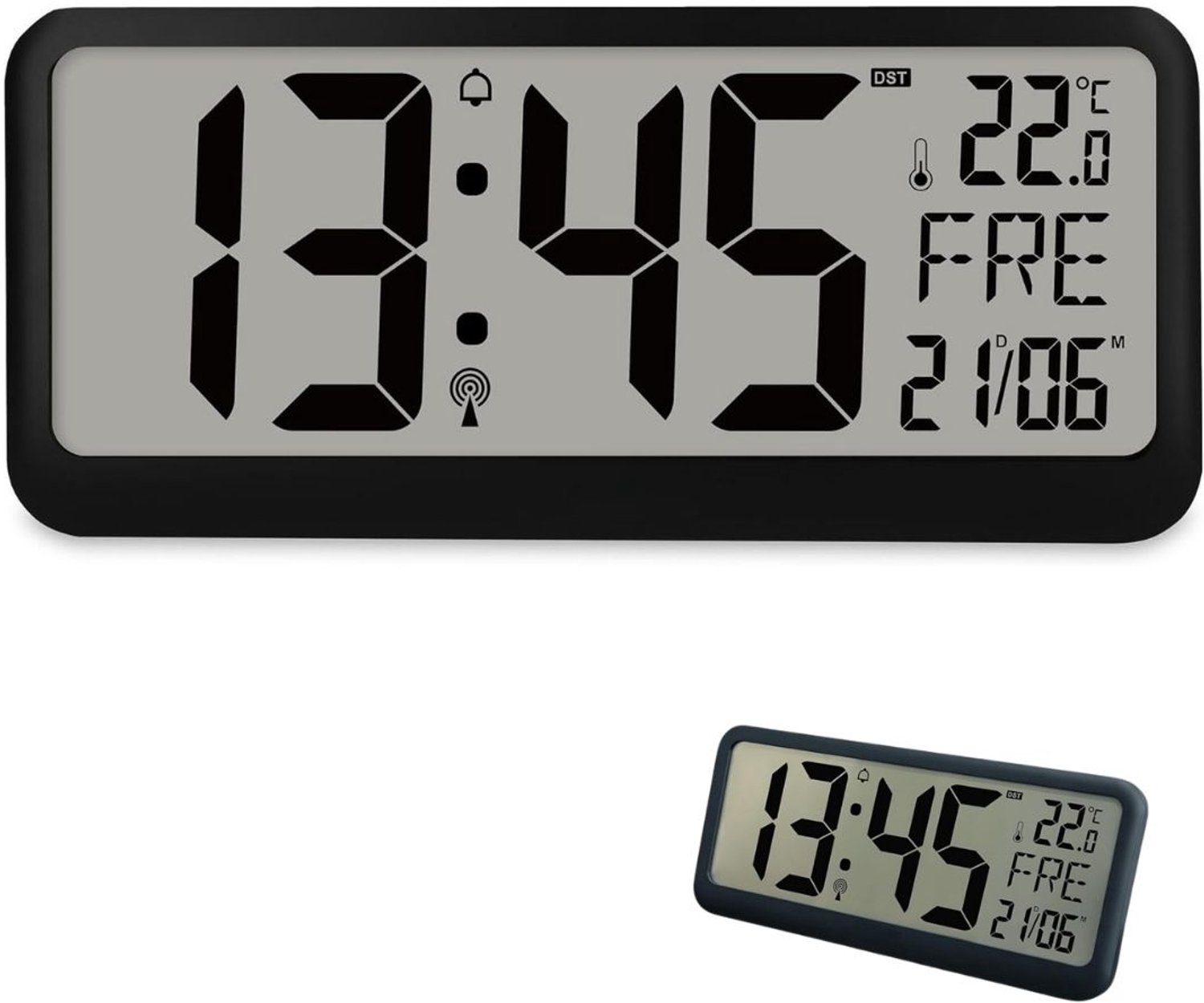 Zolvano® Dementieklok - Digitale Klok Slaapkamer - Klok met Datum en Dag - Led Display - Zwart