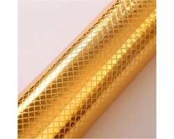 Bandezid Keuken Waterdichte Sticker Aluminium Zilver Folie Sticky Back Plastic Vinyl Film voor Keuken Lade Liners Plank Liner Kast Backsplash-Gouden ruit 60cm * 10m