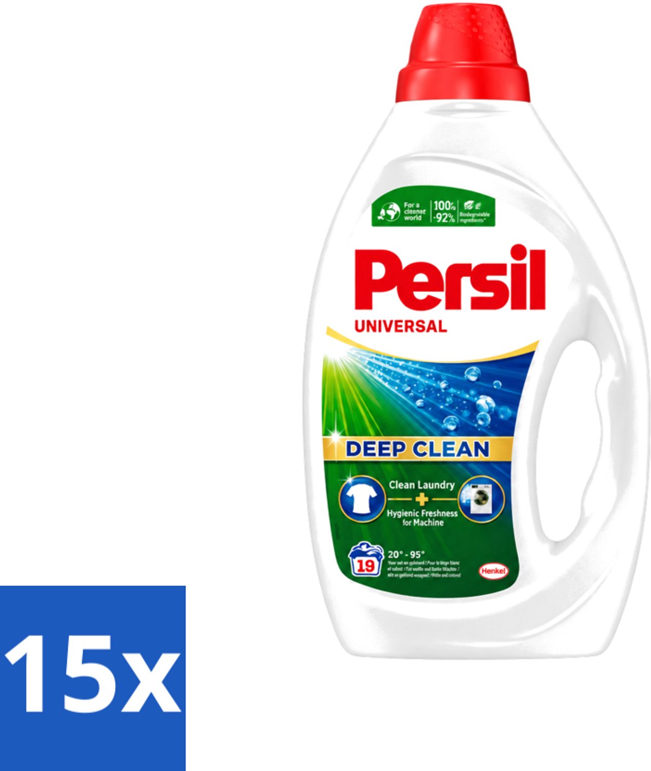 15 x Persil Universal - Deep clean - Vloeibaar Wasmiddel - Witte en Gekleurde Was - 19 Wasbeurten - Voordeelverpakking - 15 stuks