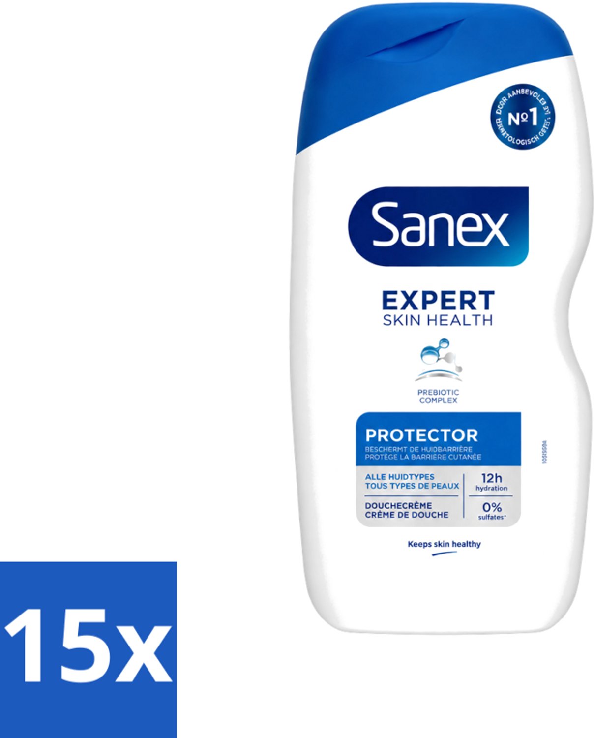 15 x Sanex - Deskundige Huidgezondheid - Douchecrème - Beschermend - Alle Huidtypes - 400 ml - Voordeelverpakking - 15 stuks
