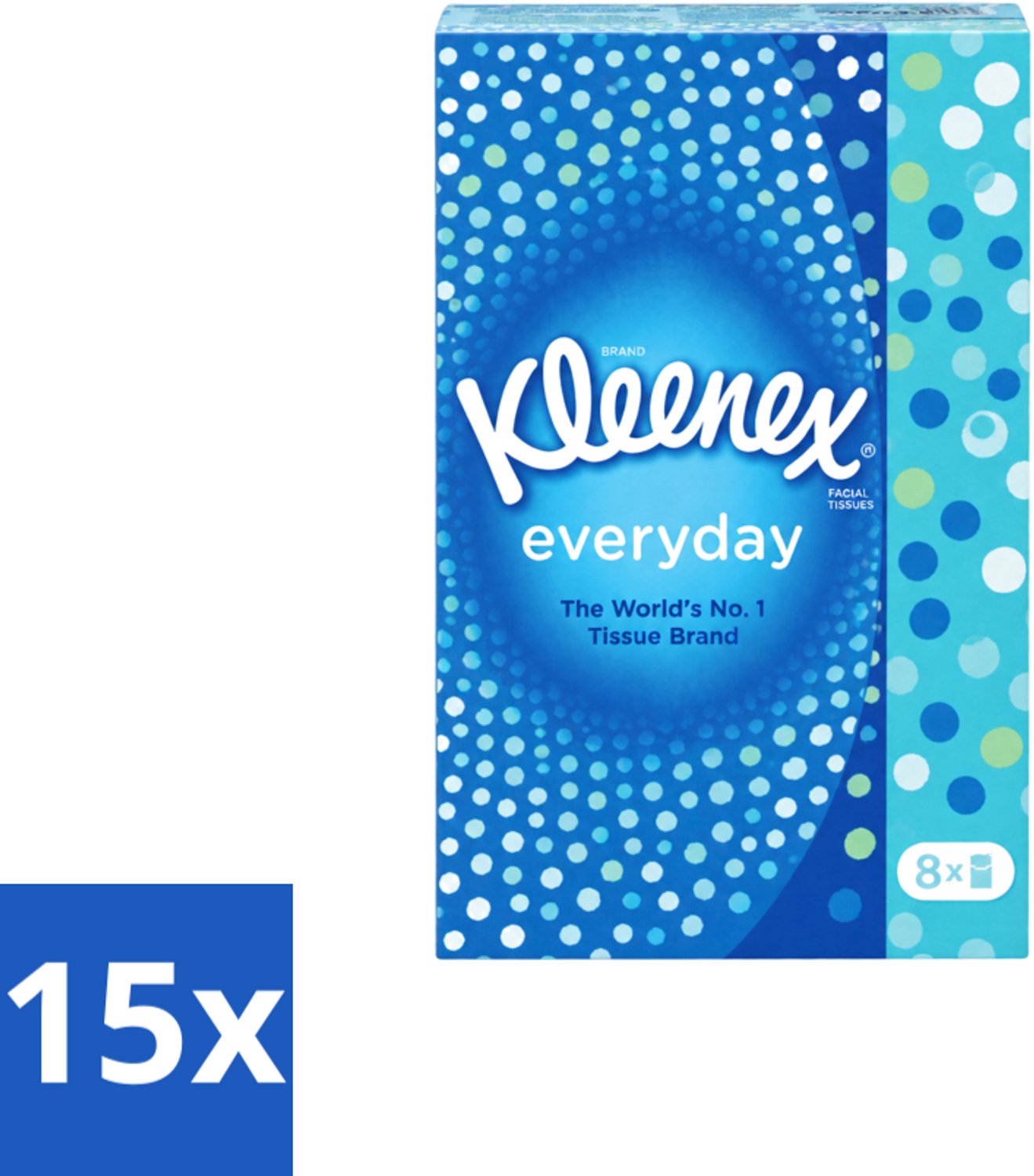15 x Kleenex - Zakdoekjes - Everyday - 8 Pakjes Zakdoekjes - Voordeelverpakking - 15 stuks