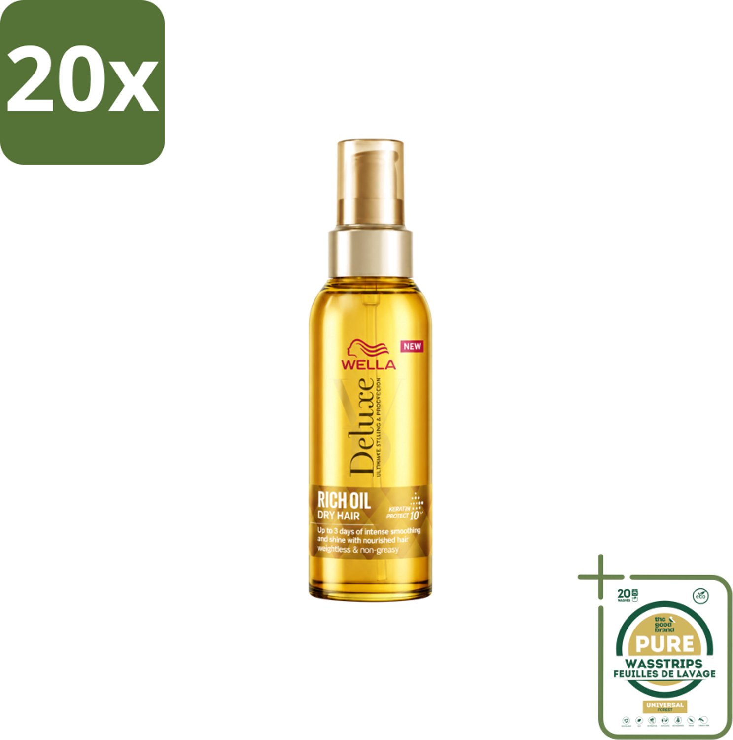 20 x Wella – Deluxe Oil Rich – Haarolie – 100 ml - Wasstrips - Haarolie - Glans - Voeding - Bescherming - Droog Haar