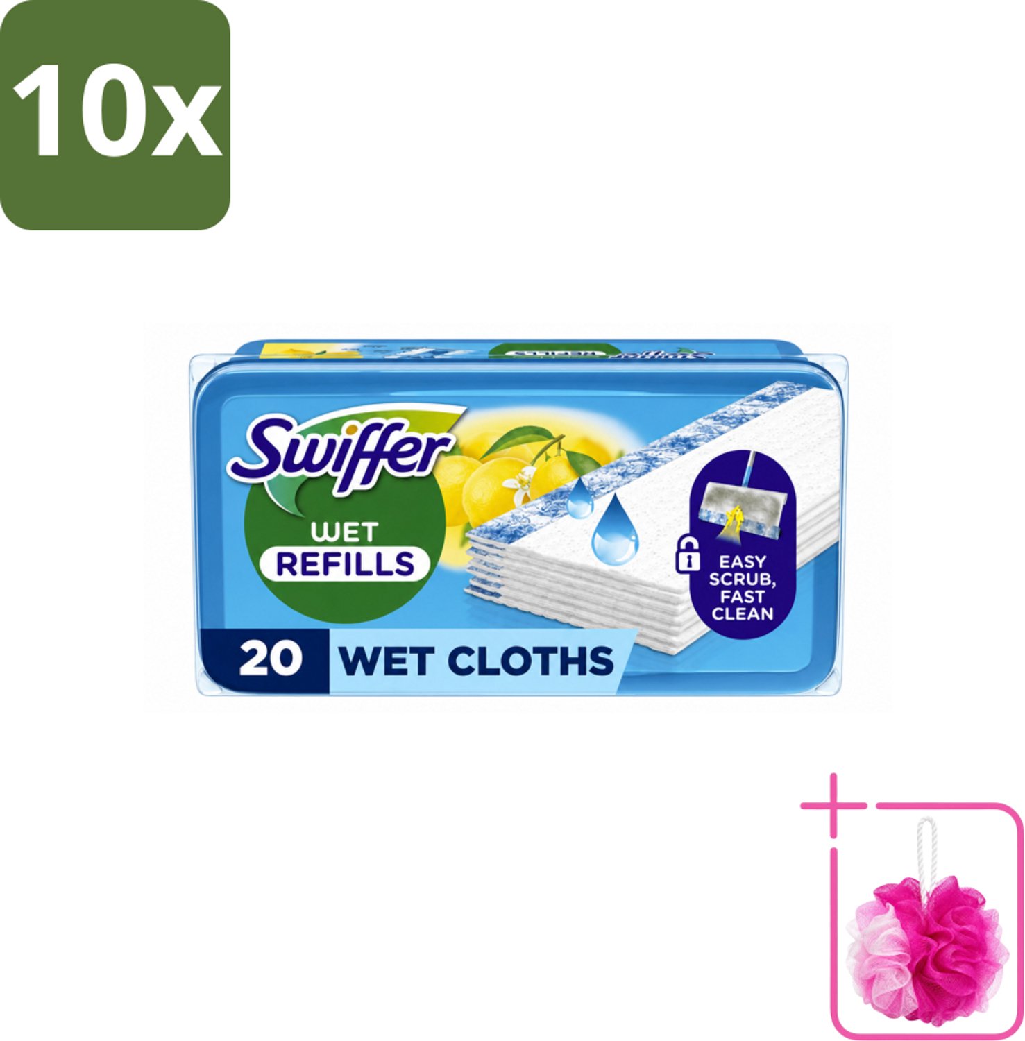 10 x Swiffer - Vloerdoekjes – Citrus Fresh – 20 doekjes - Bulkverpakking - Vloerdoekjes navullingen - Douchemop - Schoonmaken