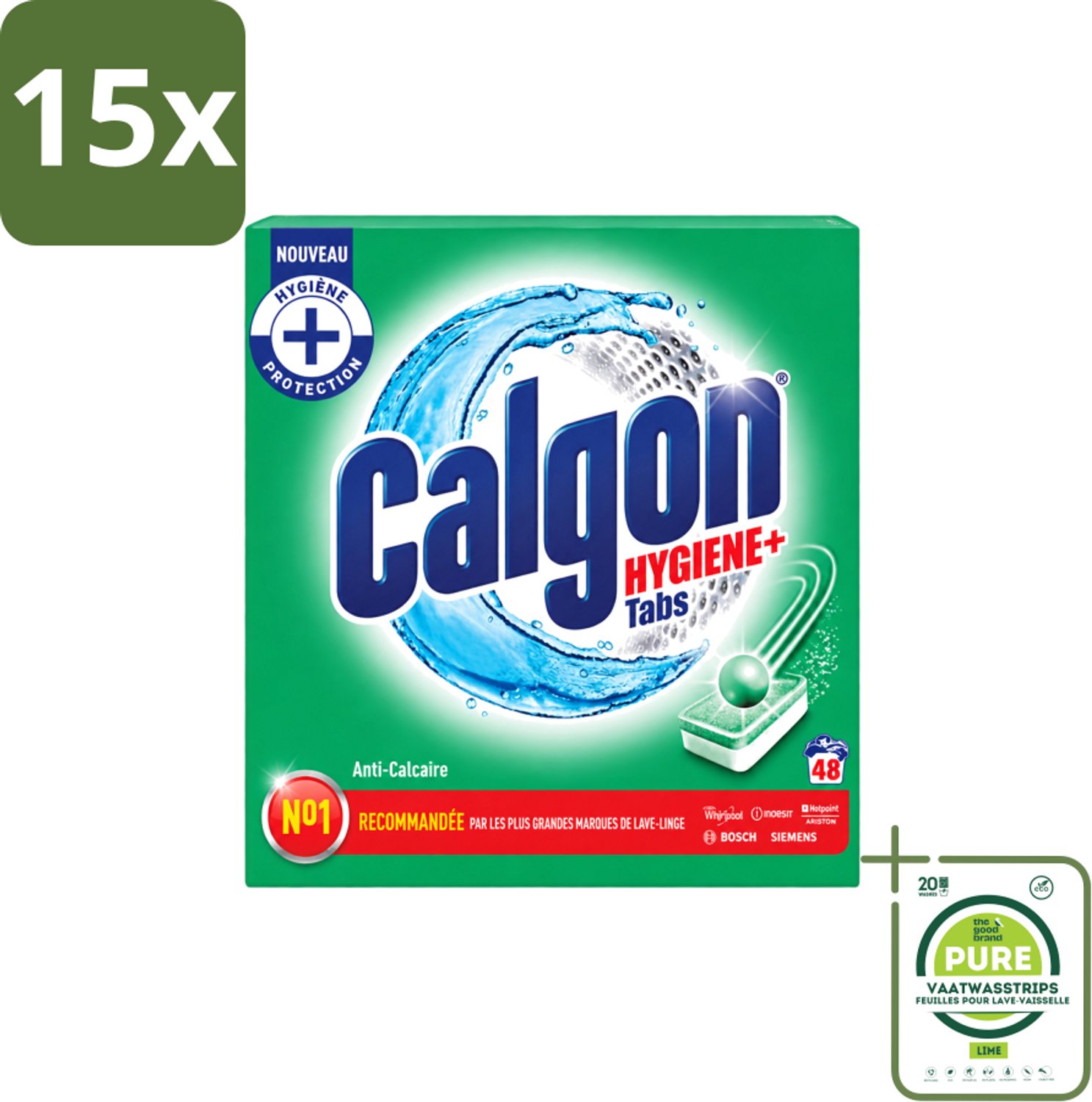 15 x Calgon - Wasmachinereiniger - Tegen Kalkaanslag - 48 Tabletten - Grootverpakking - Vaatwasstrips - Wasmachine Reinigen - Kalkafzetten - Wasmachine Beschermen - Wasmachine Onderhoud - Wasmachine Tabletten