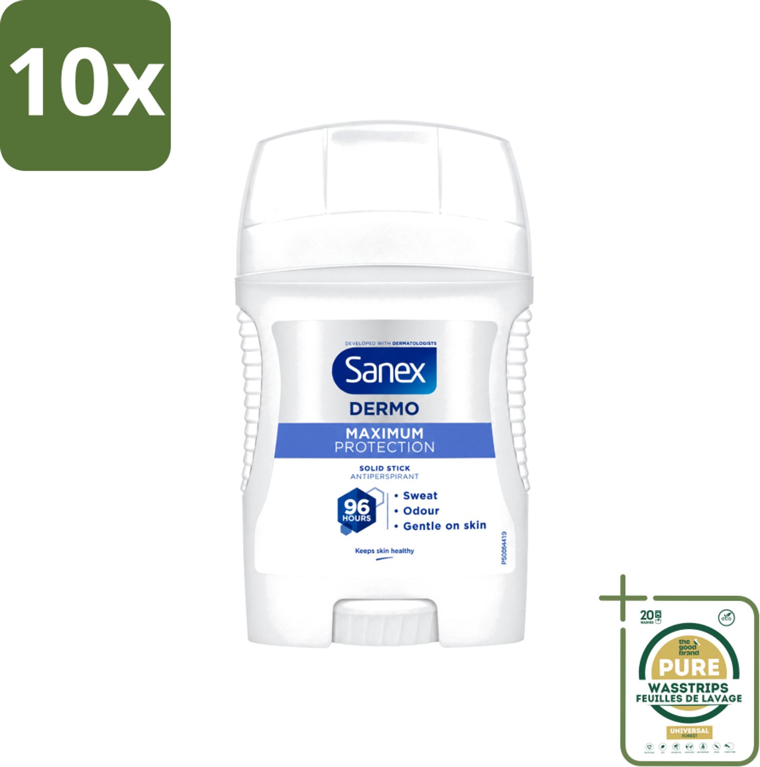 10 x Sanex – Deodorant Stick – Maximum Protection 96H – 50 ml - Wasstrips - Anti-transpirant Stick - 96 Uur Bescherming - Deodorant Stick - Huidbescherming - Zweetbehandeling