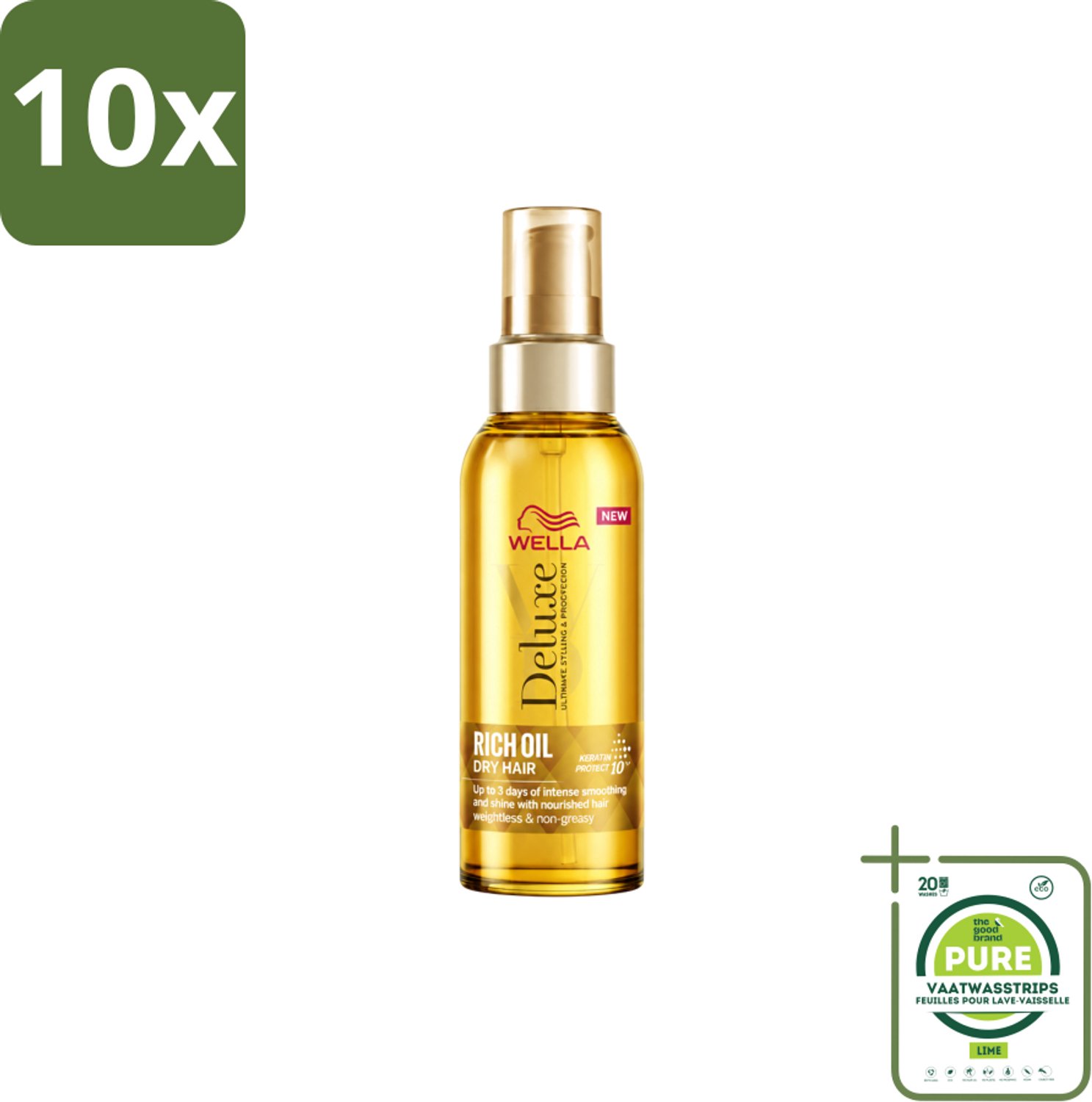 10 x Wella – Deluxe Oil Rich – Haarolie – 100 ml - Grootverpakking - Vaatwasstrips - Haarolie - Glans - Voeding - Droog Haar - Beschadigd Haar