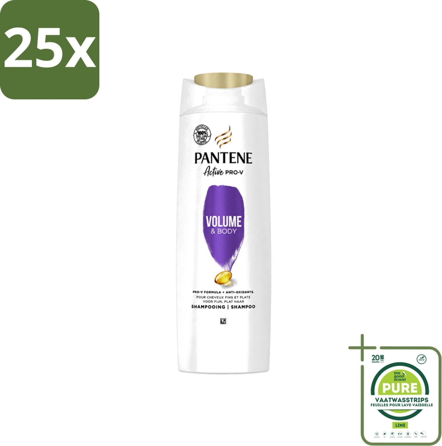 25 x Pantene - Shampoo - Antioxidant - 360 ml - Grootverpakking - Vaatwasstrips - Pantene Shampoo Antioxidant - Haar Beschermen - Antioxidanten - Haar Versterken - Haar Verzorgen