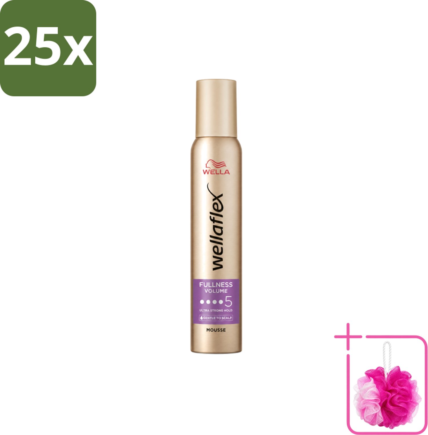 25 x Wella – Flex Fullness Volume Ultra Strong – Haarmousse – 200 ml - Bulkverpakking - Haarmousse - Douchemop - Volume