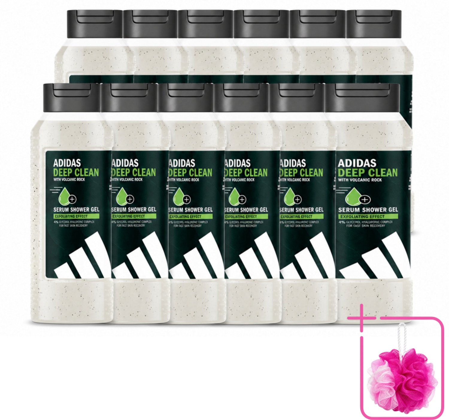 12 x Adidas – Douchegel – Active Skin & Mind Deep Clean – 250 ml - Bulkverpakking - Douchegel - Douchemop - Huid reinigen