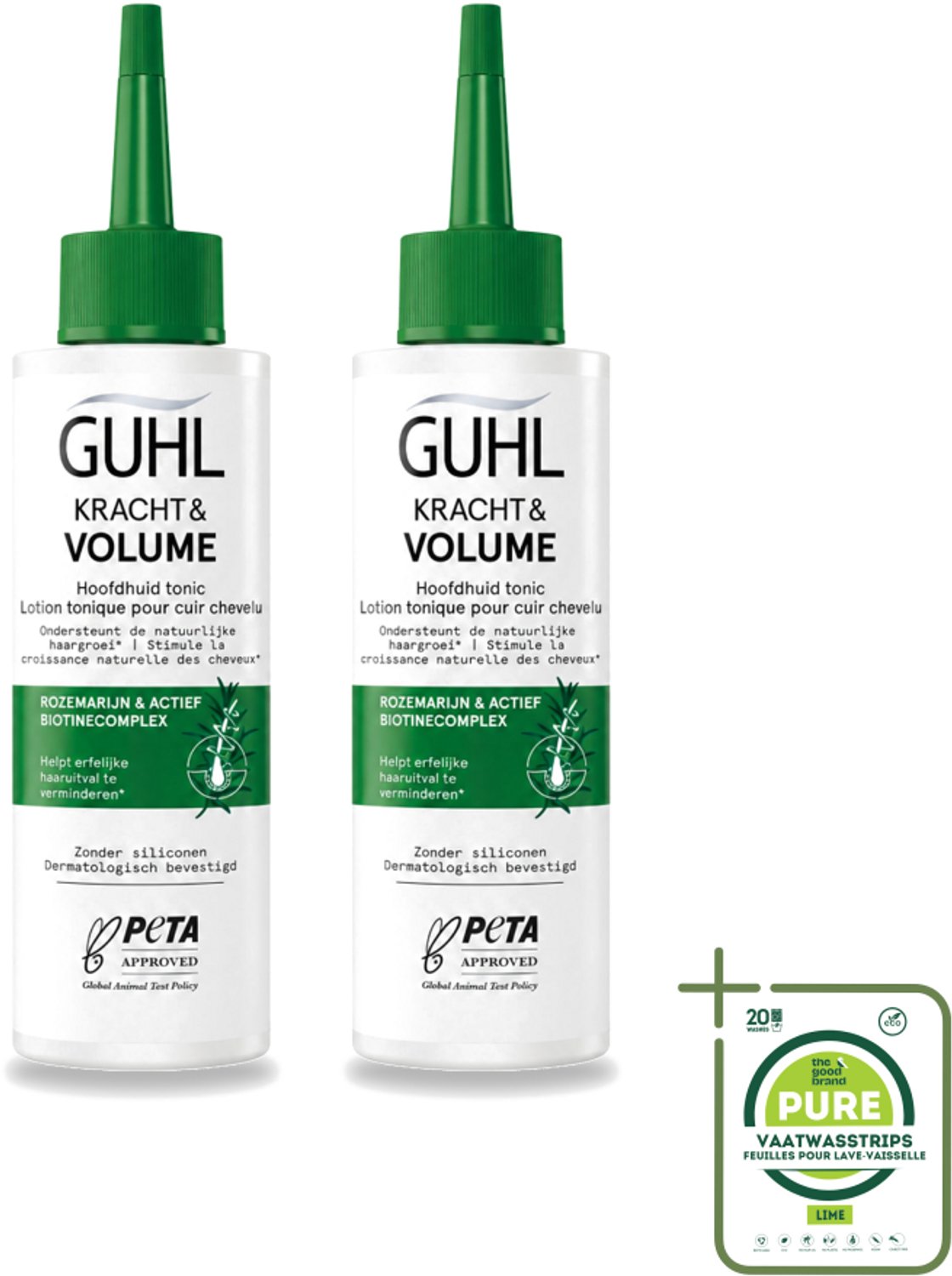 2 x Guhl – Scalp Tonic – Kracht & Volume – 125 ml - Grootverpakking - Vaatwasstrips - Haaruitval - Haargroei - Haarversterking - Haarwortels - Biotine