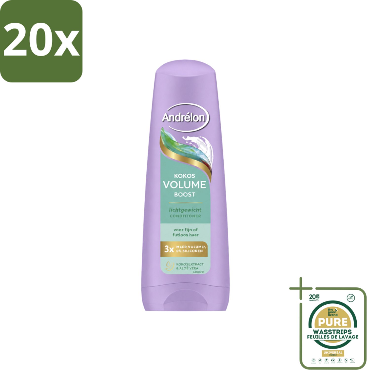 20 x Andrélon – Conditioner – Volume Boost – 200 ml - Wasstrips - Haarvolume - Kokosconditioner - Futloos Haar - Volumeboost - Luchtig Haar