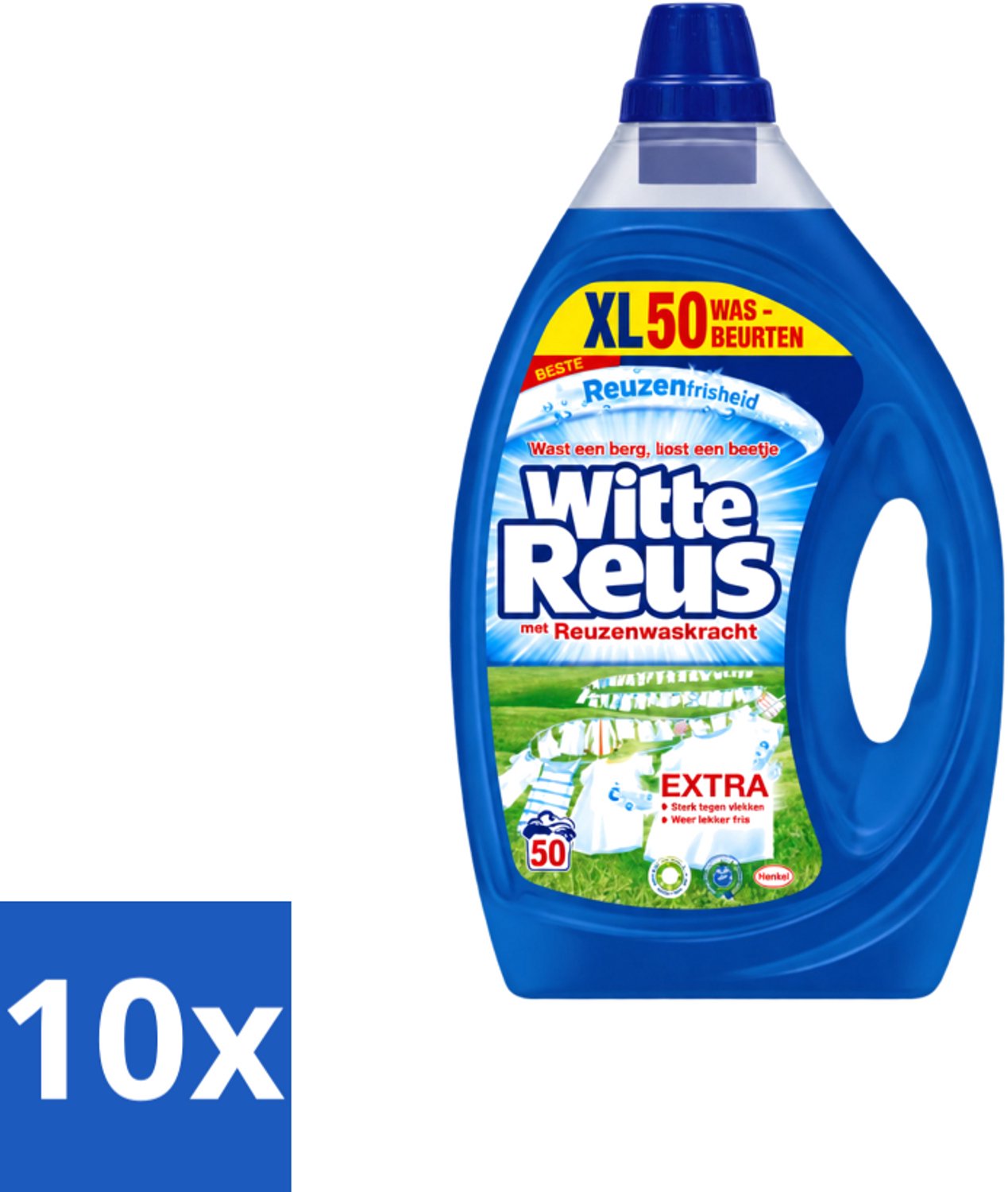 10 x Witte Reus - Vloeibaar Wasmiddel - 50 Wasbeurten - Voordeelverpakking - 10 stuks