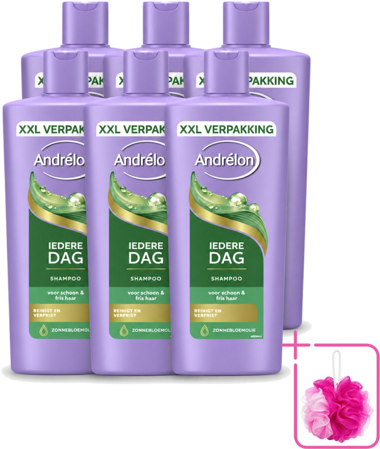 6 x Andrélon – Shampoo – Iedere Dag – 685 ml - Bulkverpakking - Dagelijks haarwassen - Douchemop - Zachte shampoo