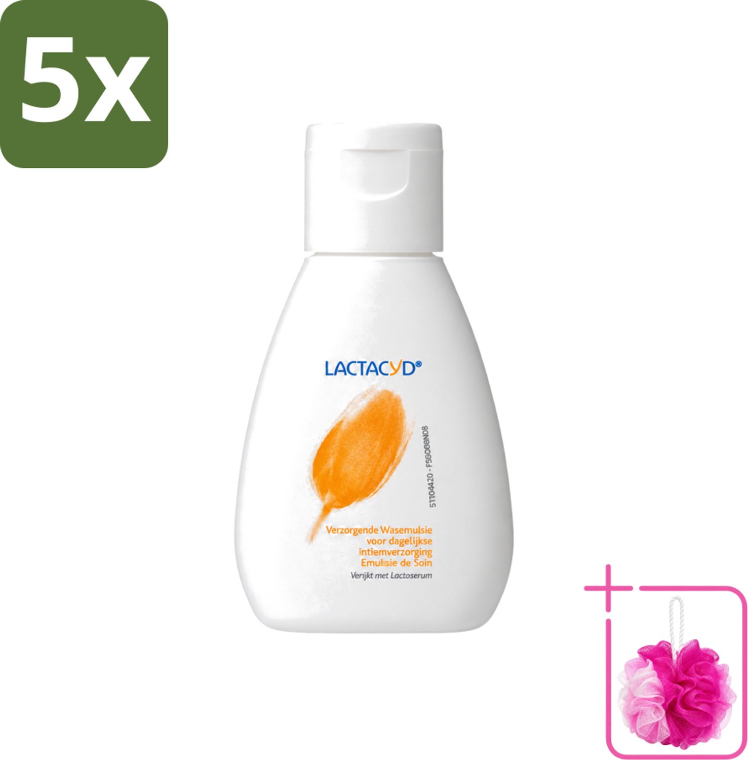 5 x Lactacyd – Verzorgend – Mild en pH-vriendelijk – 50 ml - Bulkverpakking - Intieme verzorging - Douchemop - Wasemulsie