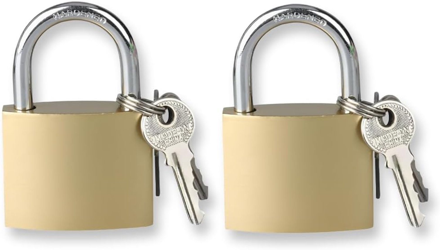 2x Messing Hangslot 32mm met Sleutel - Weerbestendig & Compact