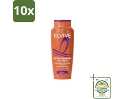 10 x L’Oréal Paris Elvive – Shampoo – Extraordinary Oil Amla – Droog & Krullend Haar – 250 ml - Wasstrips - Conditioner Droog Haar - Conditioner Krullen - Amla-olie Conditioner - Kruldefinitie - Voeding Haar