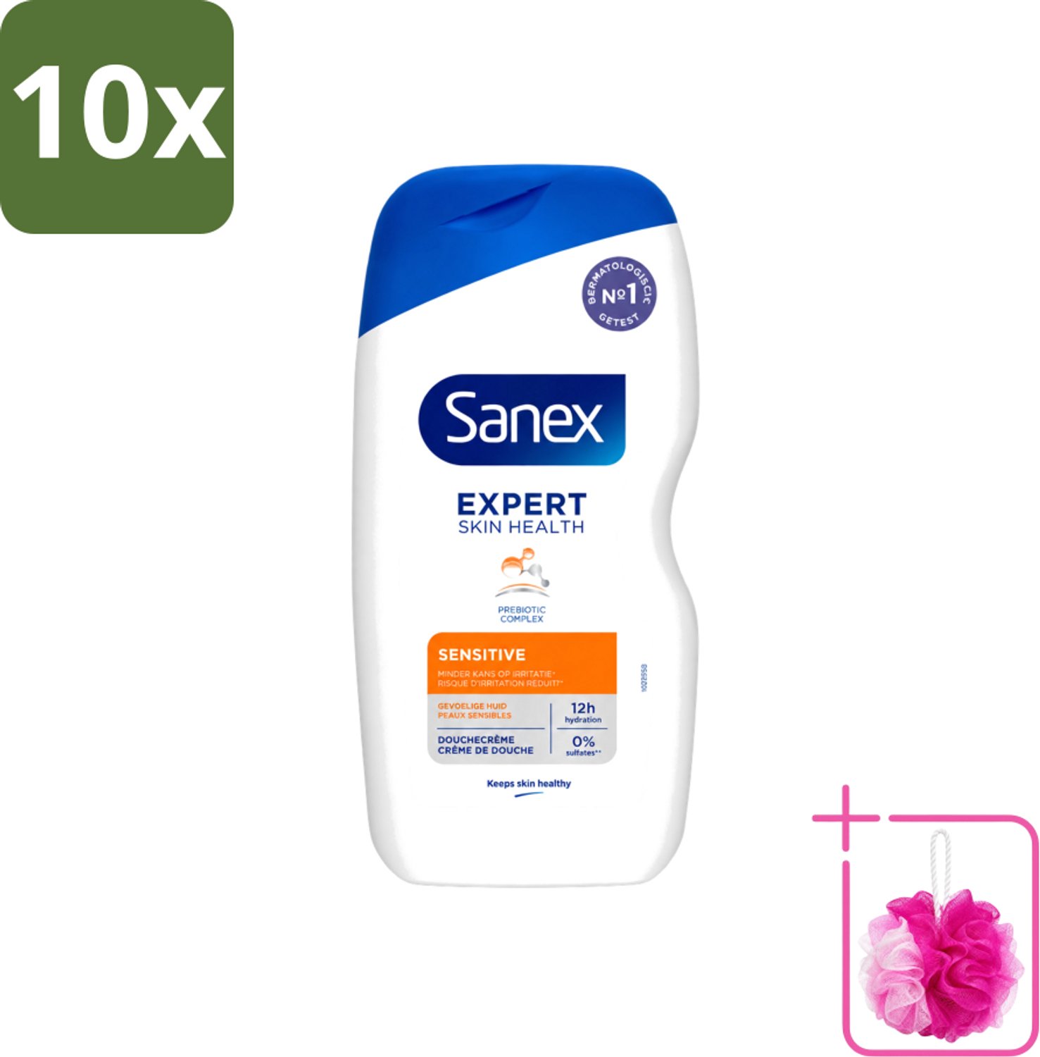 10 x Sanex - Douchegel - Expert Skin Health Sensitive - Voor Gevoelige Huid - 400 ml - Bulkverpakking - Gevoelige huid - Douchemop - Douchegel