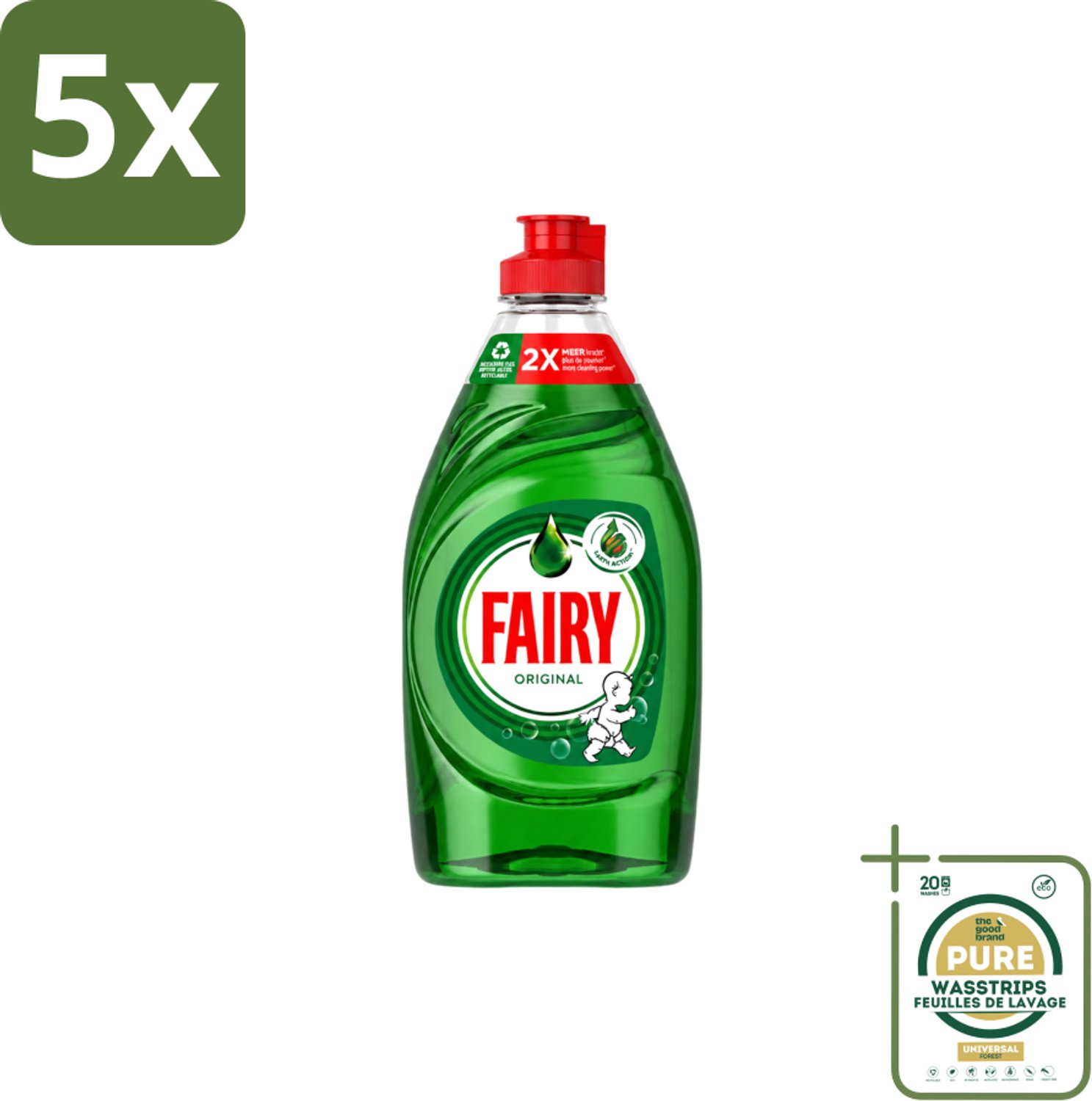 5 x Fairy – Afwasmiddel – Original – 320 ml - Wasstrips - Afwasmiddel - Vetverwijdering - Handafwas - Schone Vaat - Keuken