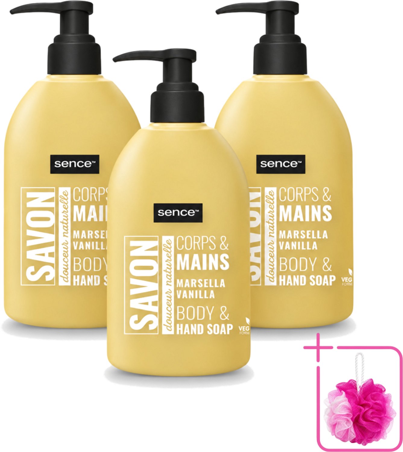3 x Sence - La Maison Du Savon De Marseille - Handzeep - Vanille - Hygiënisch - 500 ml - Bulkverpakking - Handzeep vanille - Douchemop - Hygiëne