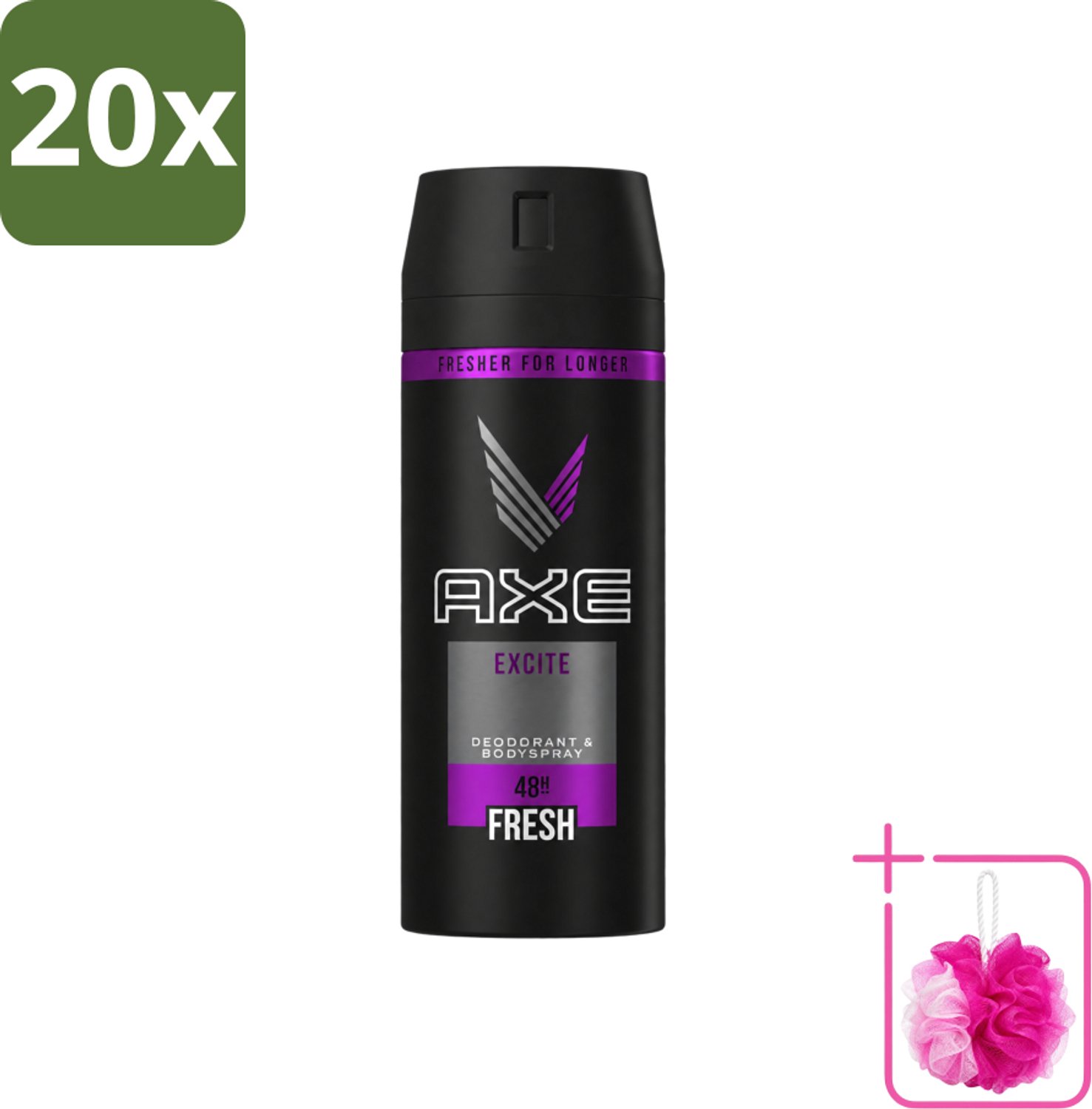 20 x Axe - Deodorant Bodyspray - 48hrs Fresh - Excite - 150 ml - Bulkverpakking - Deodorant - Douchemop - Bodyspray