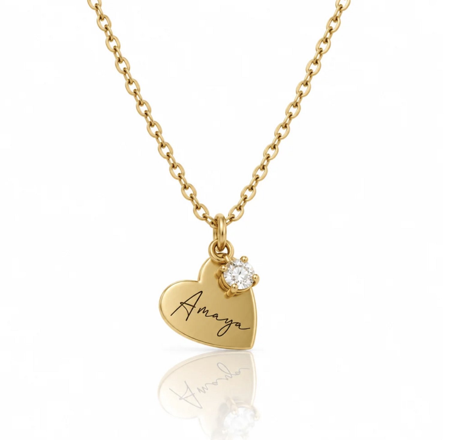 Maevi® Ketting met Naam & Geboortesteen - Kleur: Goud - Inclusief Ketting 45 CM - Hoge Kwaliteit - RVS / Stainless Steel - Verkleurt Niet - Gepersonaliseerde Ketting - Necklace - Incl. Luxe Verpakking - Naamketting / Ketting met Naam - Birthstone
