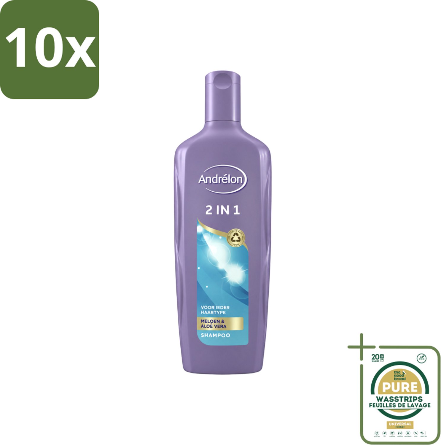 10 x Andrélon - 2-in-1 - Shampoo - Reinigt & Verzorgt - 300 ml - Wasstrips - 2-in-1 Shampoo Conditioner - Haartype - Haartype - Haartype - Haartype