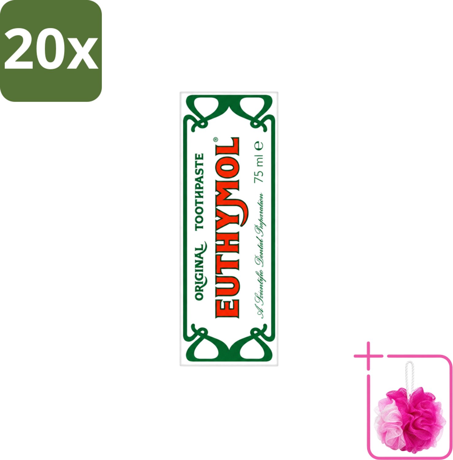 20 x Euthymol – Tandpasta – Original Dentifrice – 75 ml - Bulkverpakking - Tandpasta - Douchemop - Thymol
