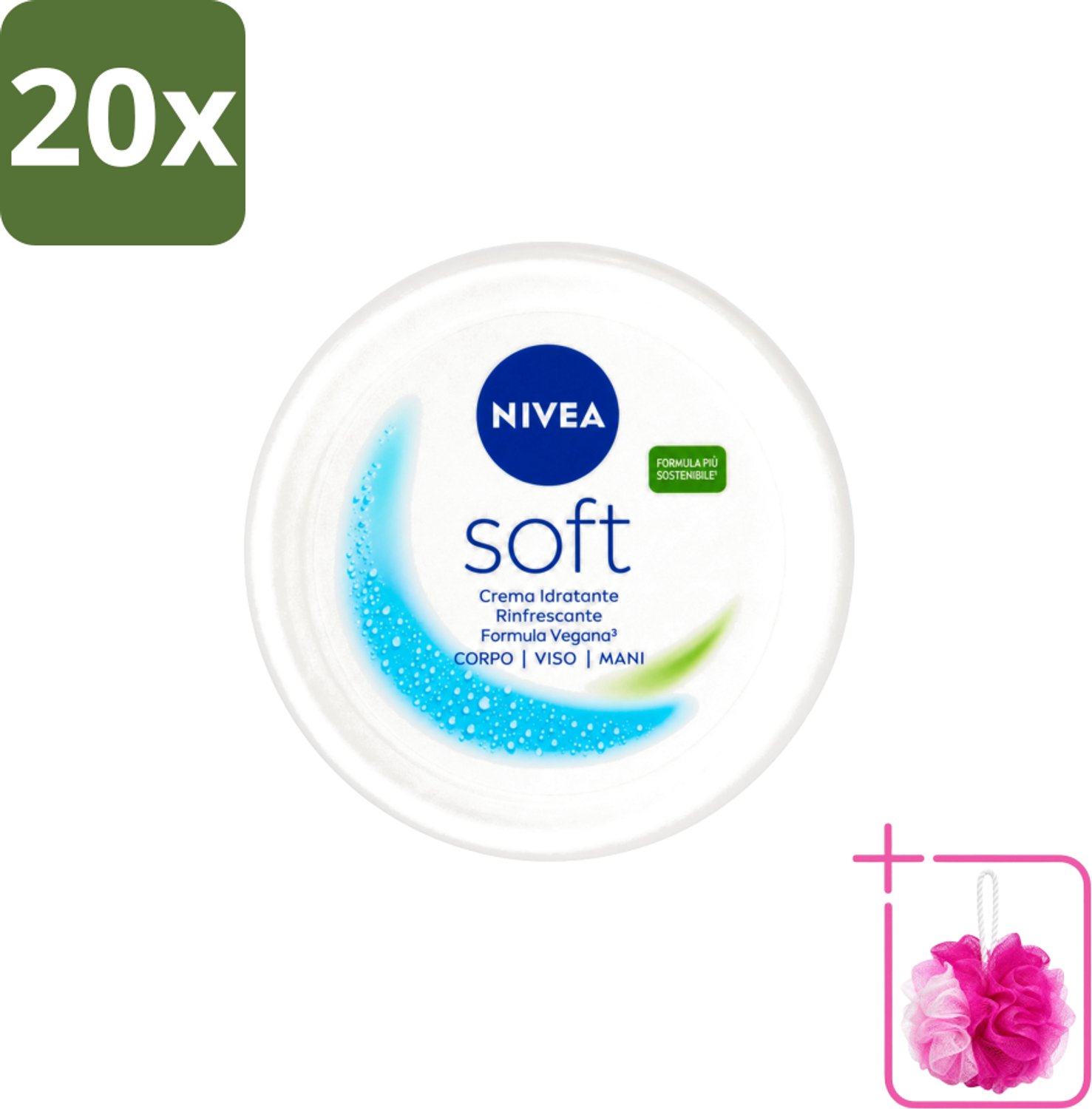 20 x Nivea – Crème – Soft - 300 ml - Bulkverpakking - Hydratatie - Douchemop - Crème