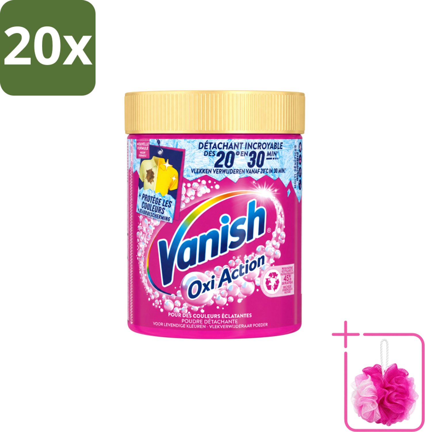 20 x Vanish – Wasbooster Poeder – Oxi Action Gekleurde Was – 470 g - Bulkverpakking - Wasbooster - Douchemop - Kleurbehoud
