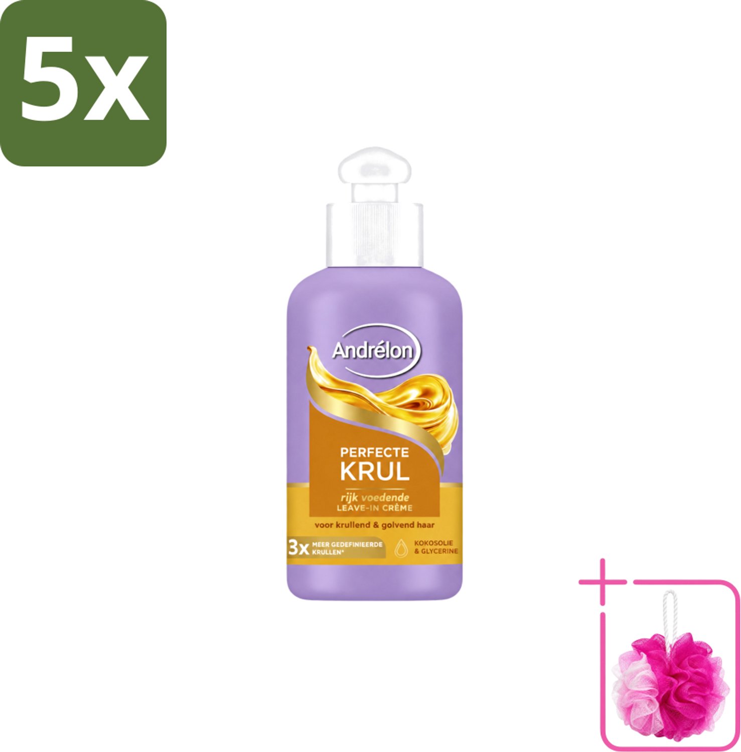 5 x Andrélon – Leave-In Crème – Perfecte Krul – 200 ml - Bulkverpakking - Krul haar - Douchemop - Krul haar crème