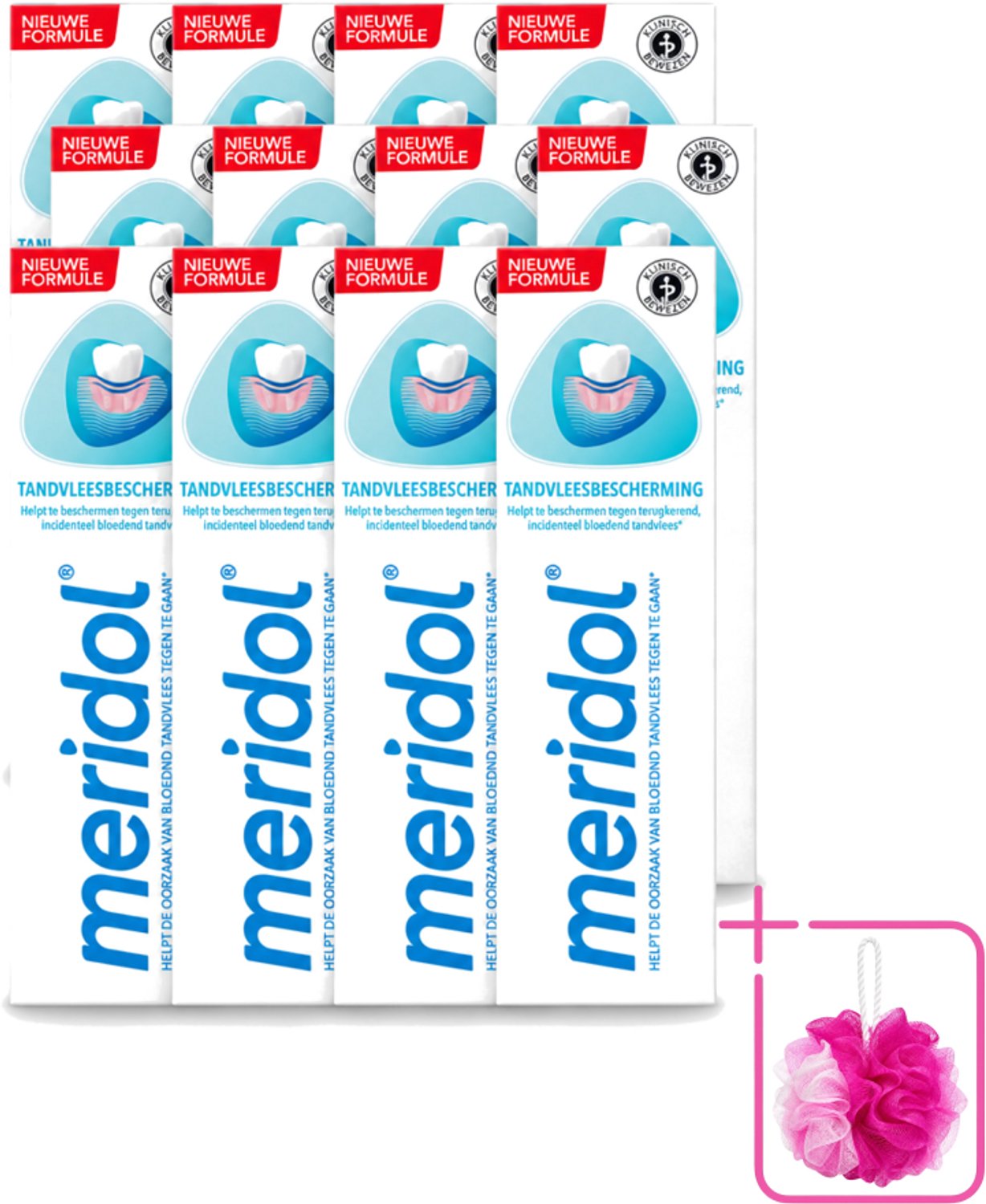 12 x Meridol - Tandpasta - Dagelijkse Tandverzorging - Beschermt tegen Tandvleesproblemen - 75 ml - Bulkverpakking - Tandpasta - Douchemop - Tandvlees
