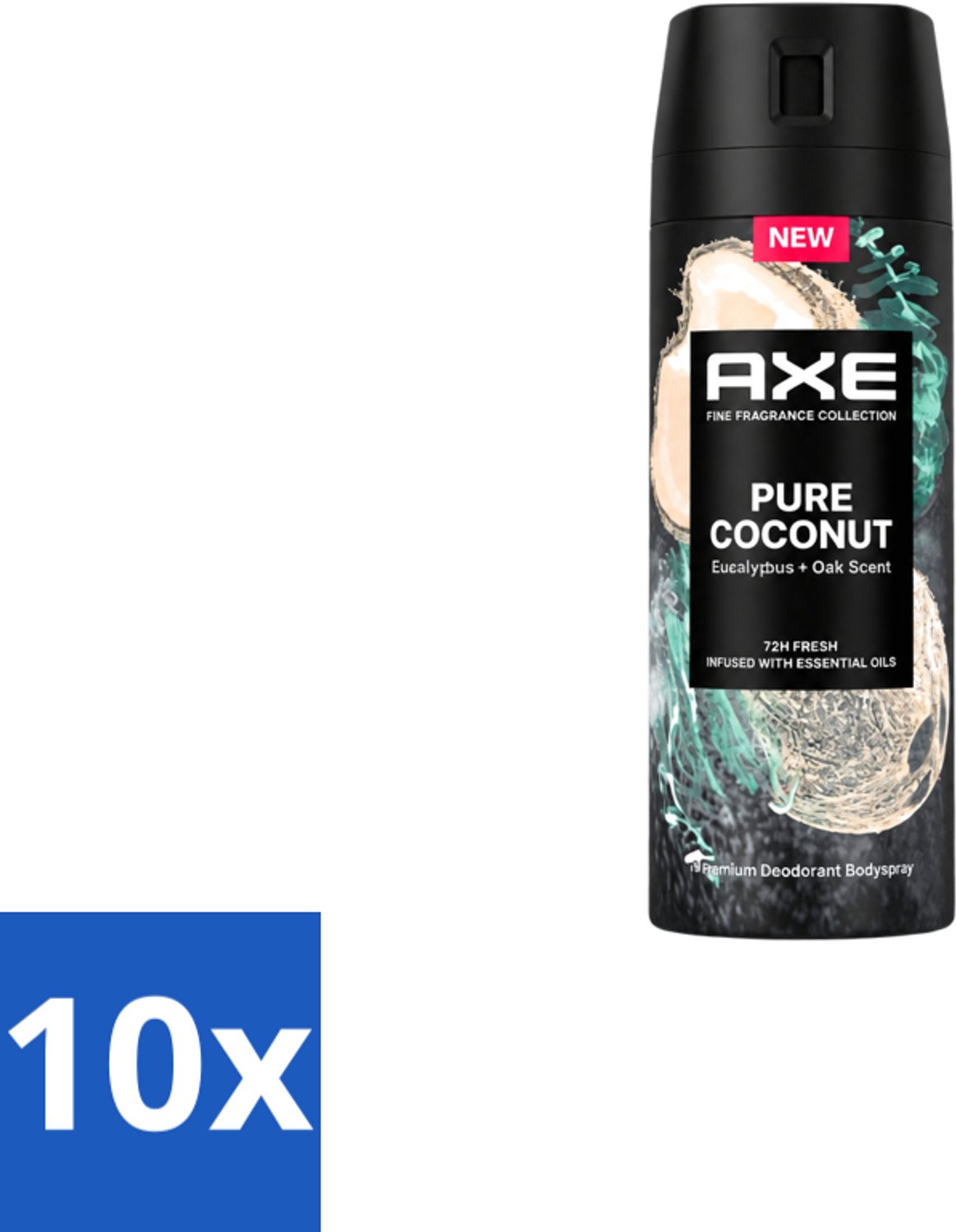 10 x Axe – Deodorant Spray – Pure Coconut – 150 ml - Voordeelverpakking - 10 stuks
