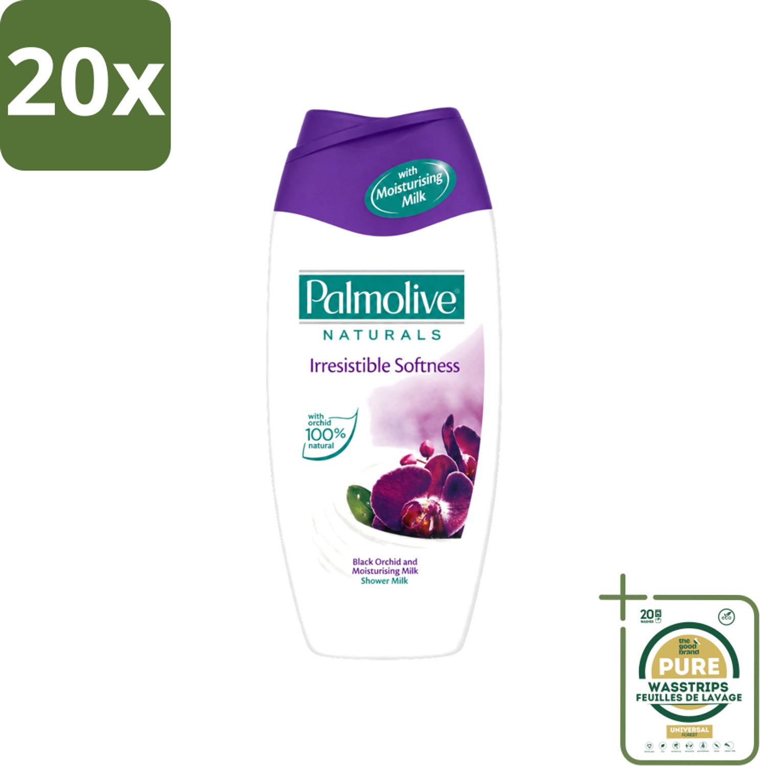 20 x Palmolive Naturals - Douchecrème - Onweerstaanbaar Zacht - 250 ml - Wasstrips - Douchegel Orchidee Melk - Hydraterende Douchegel - Verzorgende Douchegel - Douchegel Voor Gevoelige Huid - Douchegel Voor Alle Huidtypes