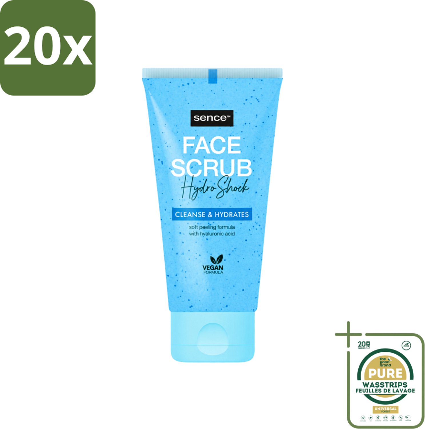 20 x Sence - Alle Huidtypes - Gezichtsscrub - Exfoliërend - 150 ml - Wasstrips - Gezichtsscrub - Exfolieer - Huidverzorging - Huidscrub - Huidverzorging