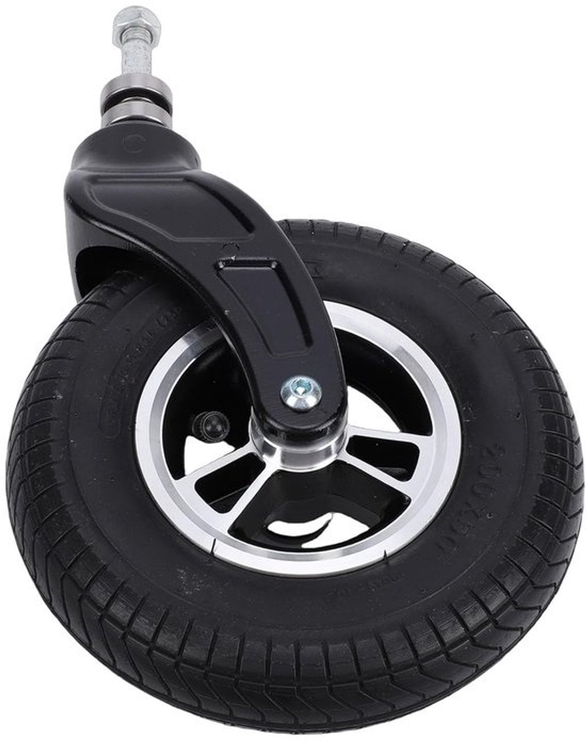 Pneumatisch zwenkwiel - Industrieel trolleywiel - Voor zware lasten verplaatsen - Aluminium naaf, rubberen band - 8 inch - Zwart