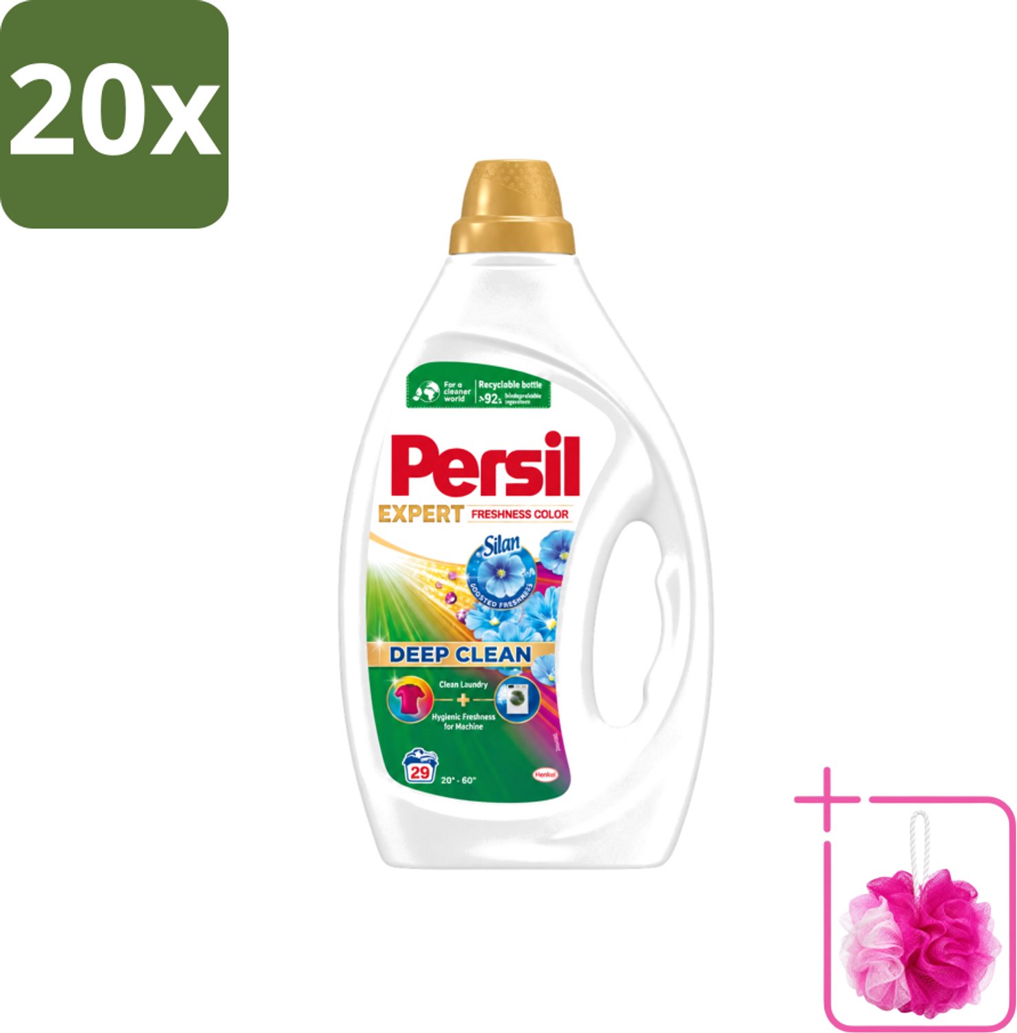 20 x Persil Expert - Vloeibaar wasmiddel - Gekleurde Was - Silan Boosted Freshness - 29 Wasbeurten - Bulkverpakking - Gekleurde was - Douchemop - Vloeibaar wasmiddel
