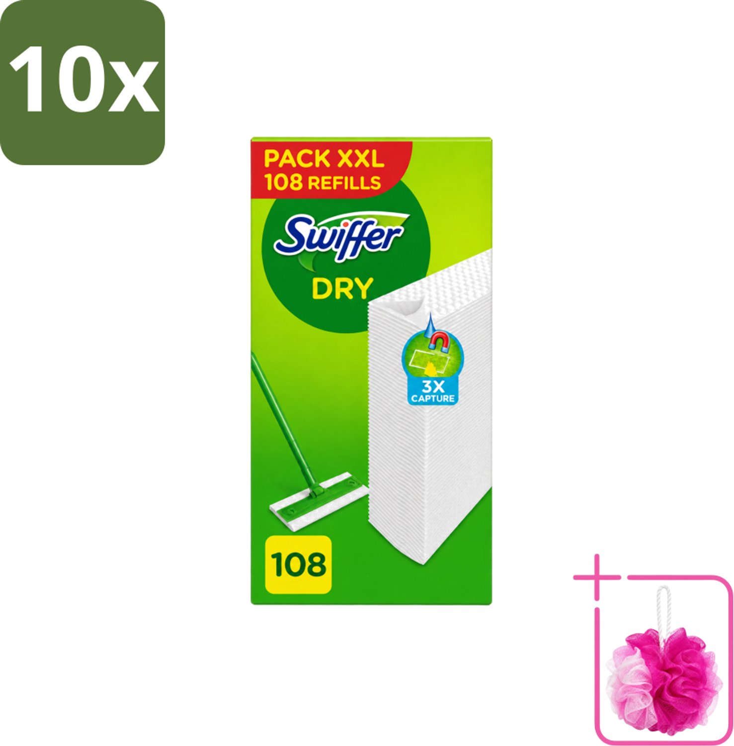 10 x Swiffer – Vloerdoekjes – Dry Navullingen – 108 doekjes - Bulkverpakking - Vloerdoekjes - Douchemop - Schoonmaken
