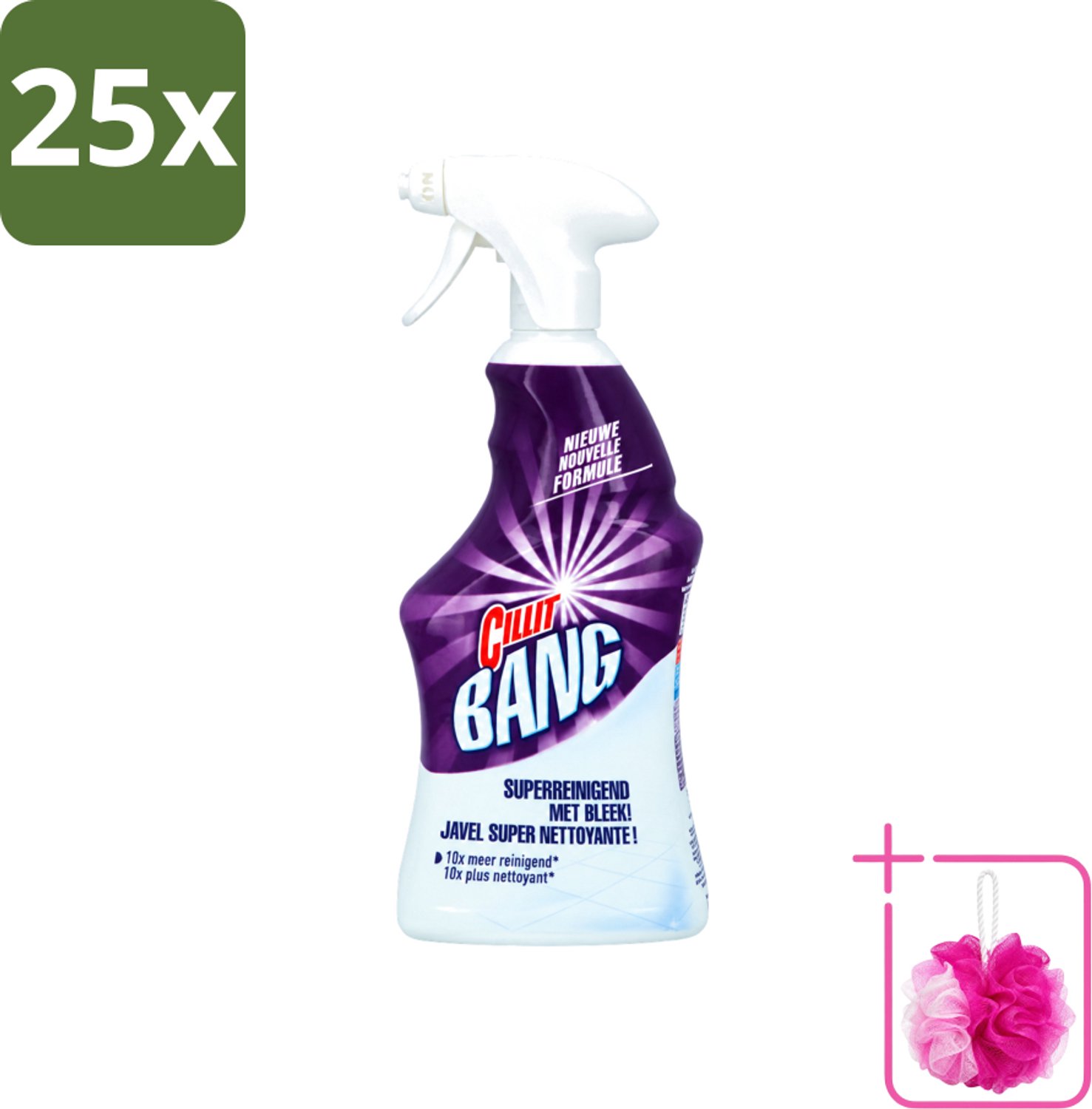 25 x Cillit Bang - Power Cleaner - Bleek & Hygiëne - Schoonmaakspray - Voor Vlekken en Aanslag - 750 ml - Bulkverpakking - Schoonmaak - Douchemop - Vuil verwijderen