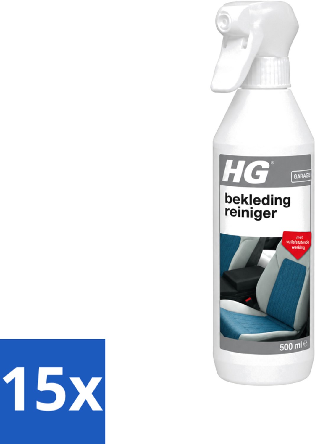 15 x HG - Garage - Bekledingreiniger - Met Vuilafstotende Werking - 500 ml - Voordeelverpakking - 15 stuks