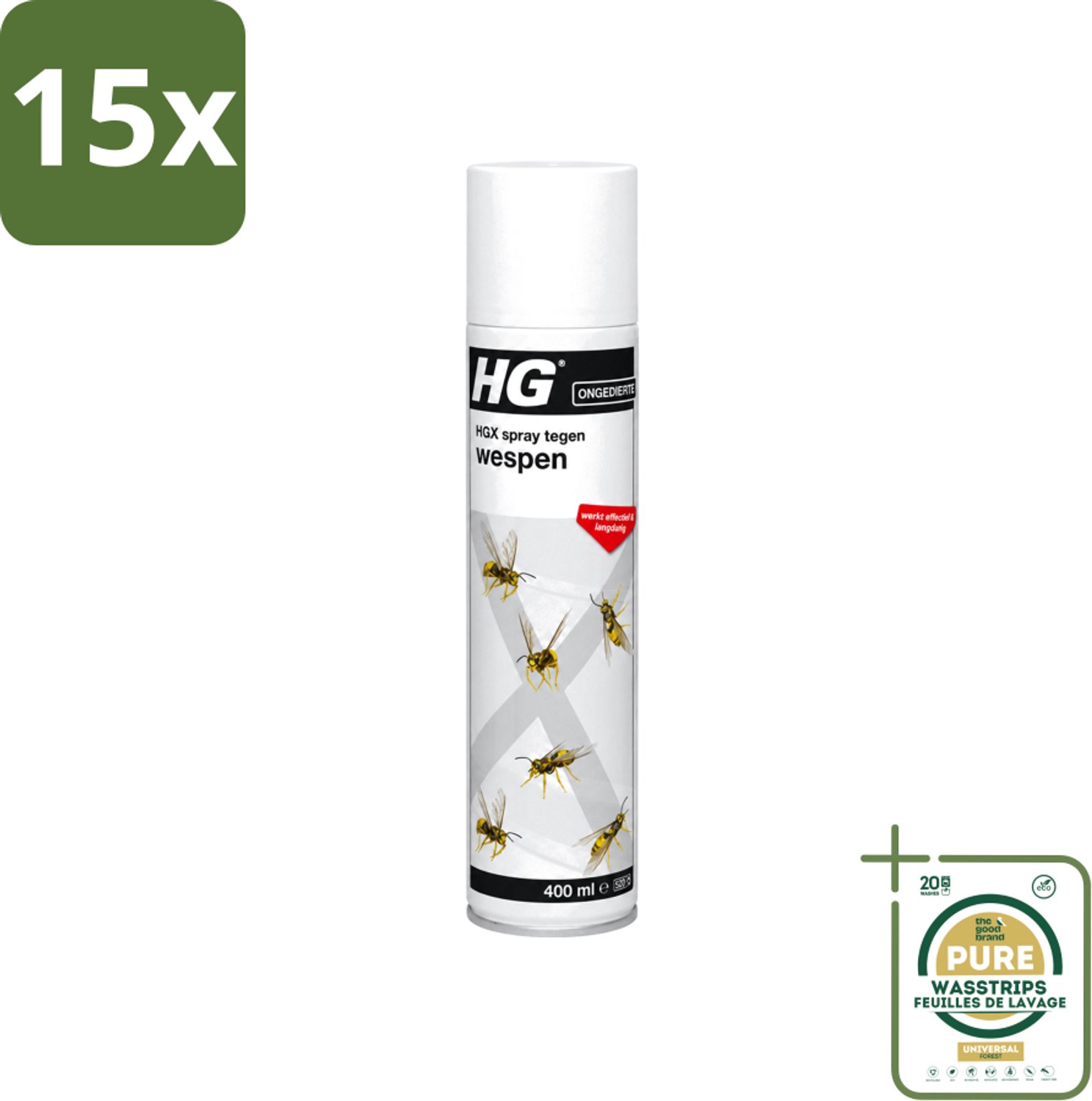 15 x HG X - Spray Tegen Wespen - Effectief & Langdurig - 400 ml - Wasstrips - Wespenbestrijding - Wespenbestrijding Spray - Wespennest Bestrijding - Wespenbestrijding Binnenhuis - Wespenbestrijding Buitenhuis