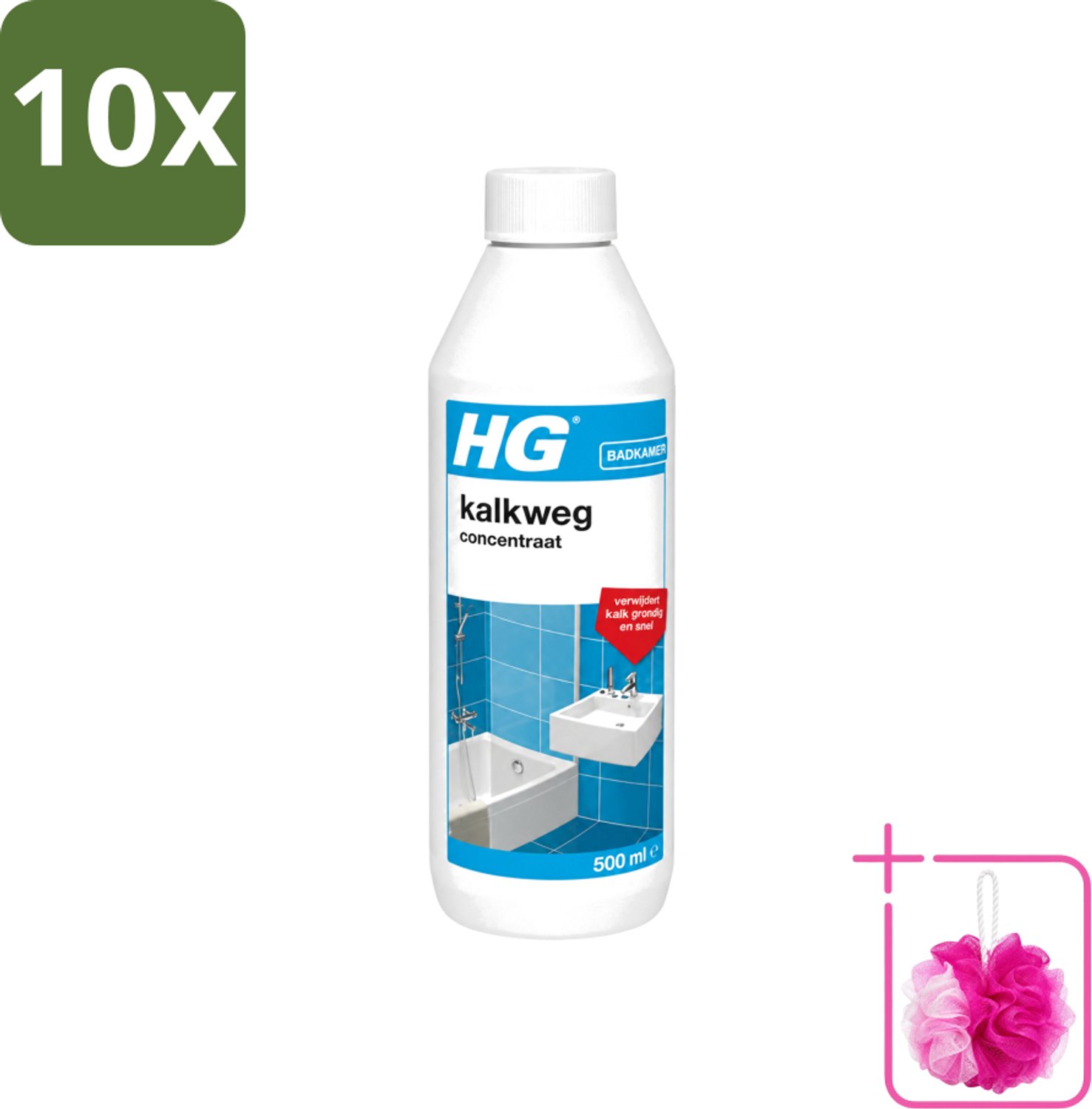 10 x HG - Badkamer - Kalkweg Concentraat - Verwijdert Kalk Grondig - 500 ml - Bulkverpakking - Kalk verwijderen - Douchemop - Kalk weg